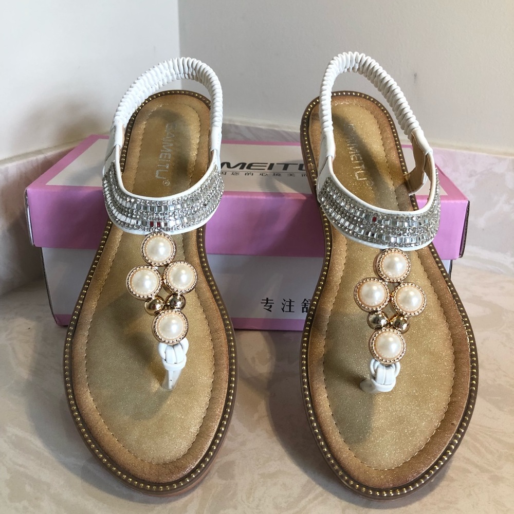 Pearl and Rhinestone glam sandals